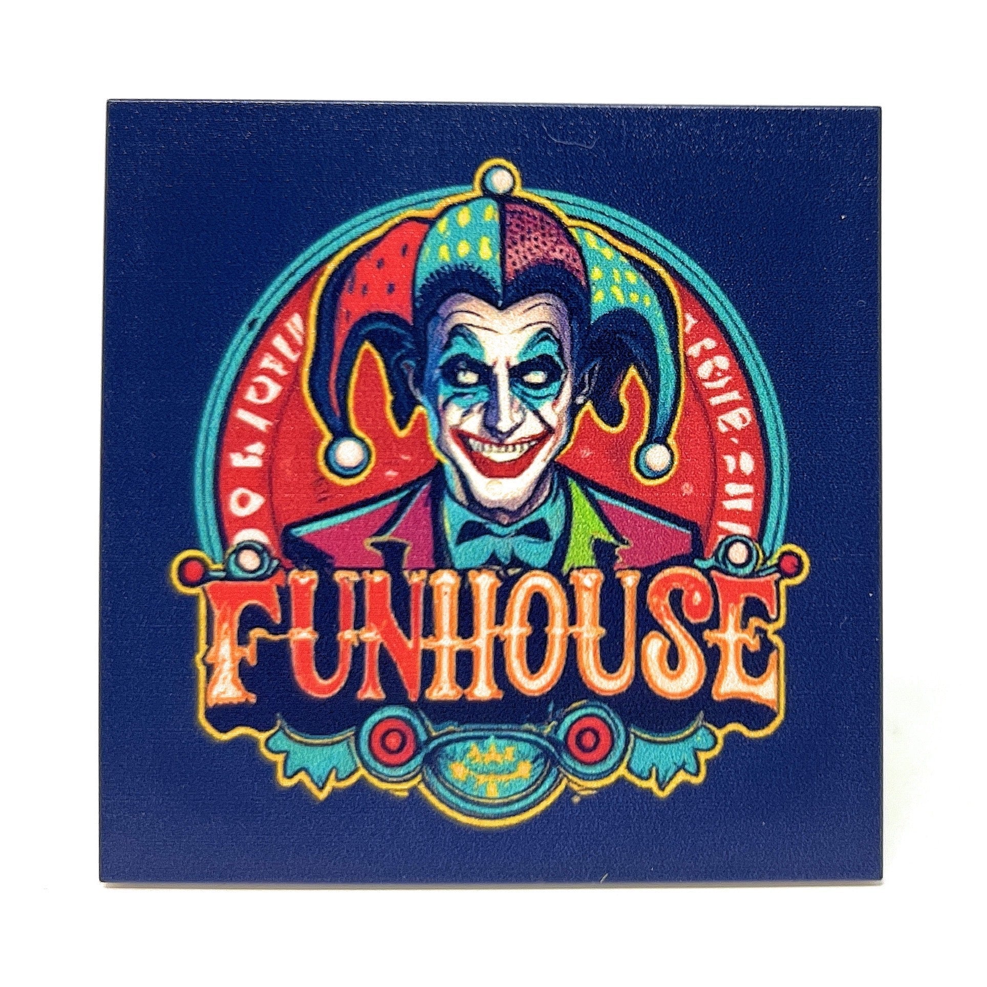 Joker's Funhouse Vintage 6x6 Sign made using LEGO parts B3 Customs