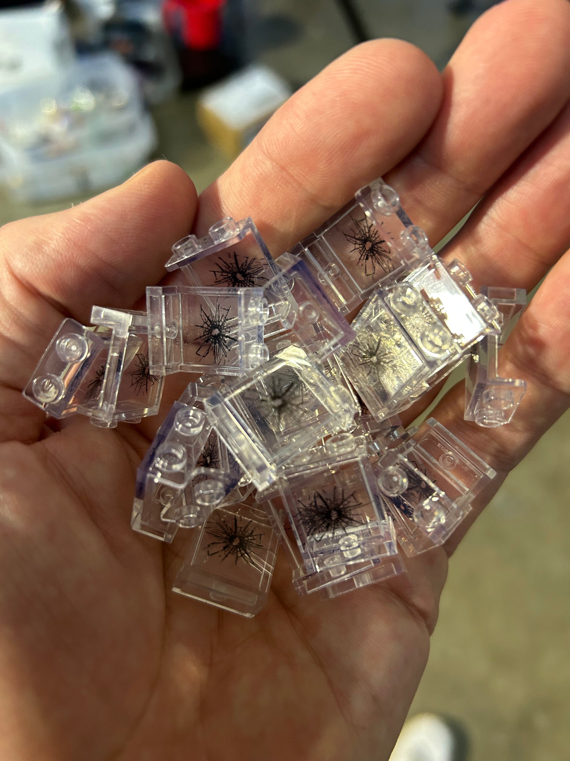 Window with Large Cracked Hole #1 - Custom Printed LEGO 1x2x2 Panel, B3 Customs B3 Customs