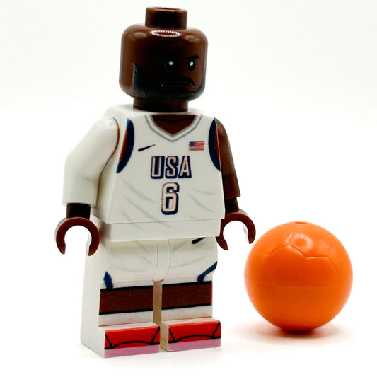 Lebron #6 USA Olympics (2024) Basketball Player Minifig made using LEGO parts - B3 Customs B3 Customs