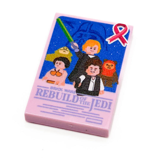 Limited Production! Pink (Break Cancer Awareness) Brick Wars: Rebuild of the Jedi Movie Tile Cover (2x3 Tile) - B3 Customs B3 Customs