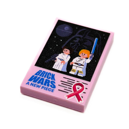 Limited Production! Pink (Break Cancer Awareness) Brick Wars: A New Piece Movie Tile Cover (2x3 Tile) - B3 Customs B3 Customs