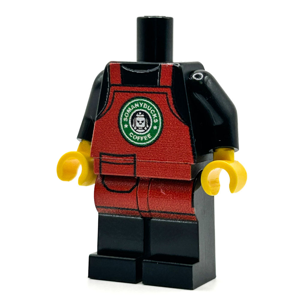 SoManyBucks Coffee Christmas Apron Barista Employee Minifig Body - B3 Customs B3 Customs