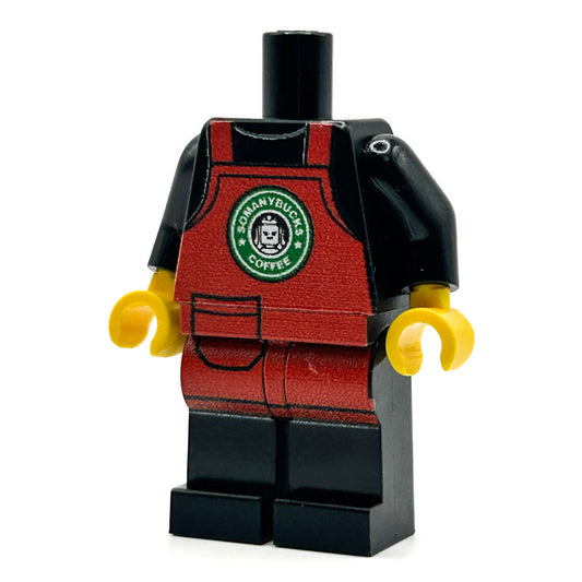 SoManyBucks Coffee Christmas Apron Barista Employee Minifig Body - B3 Customs B3 Customs