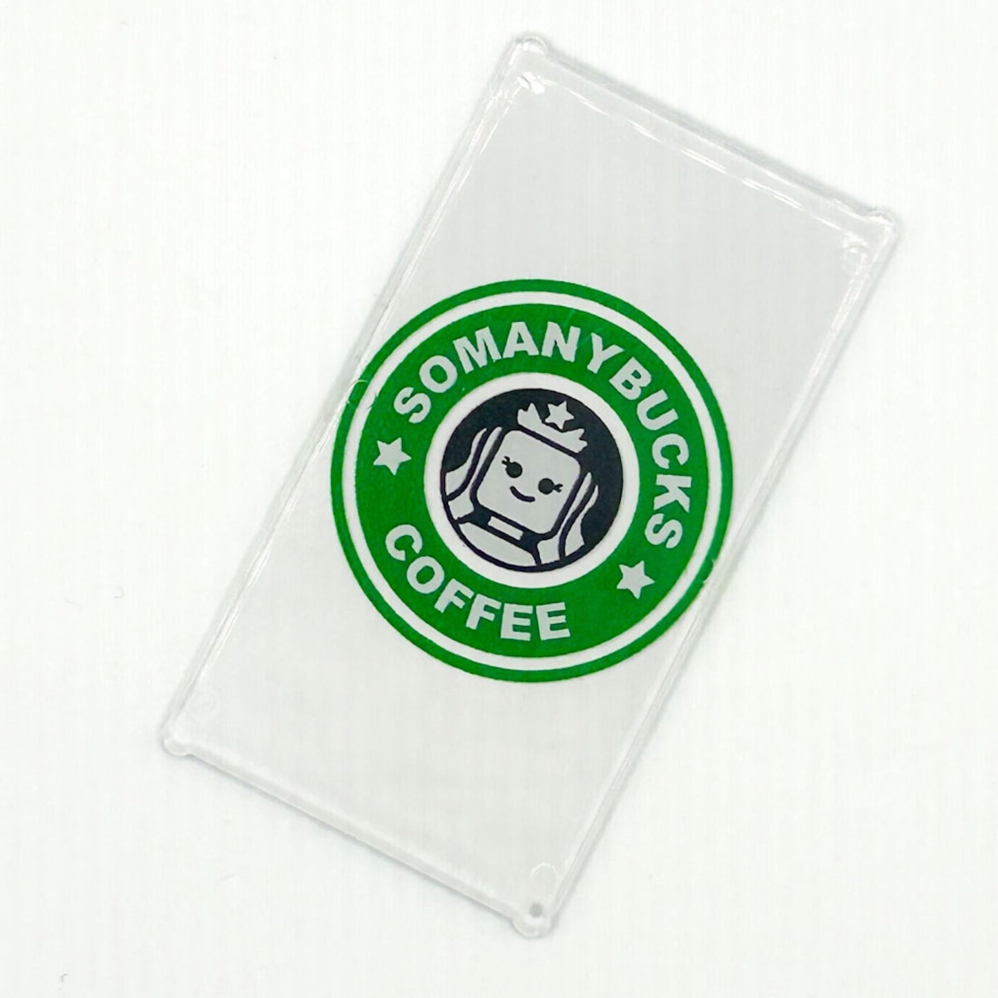Somanybucks Coffee 4x6 Glass Window Sign made with LEGO part - B3 Customs B3 Customs