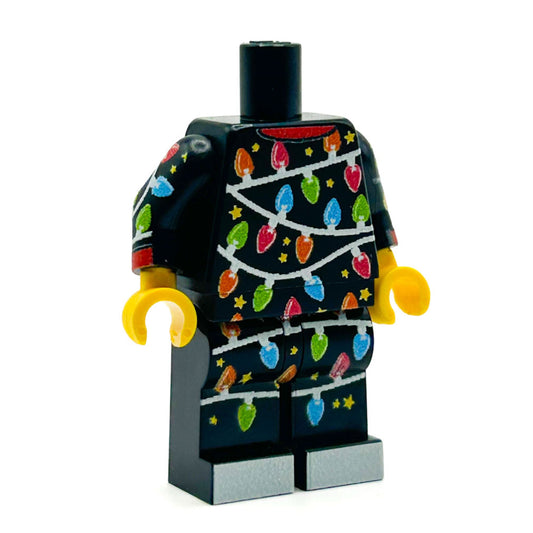 Classic Christmas Lights PJs on Black Minifig Body - B3 Customs B3 Customs