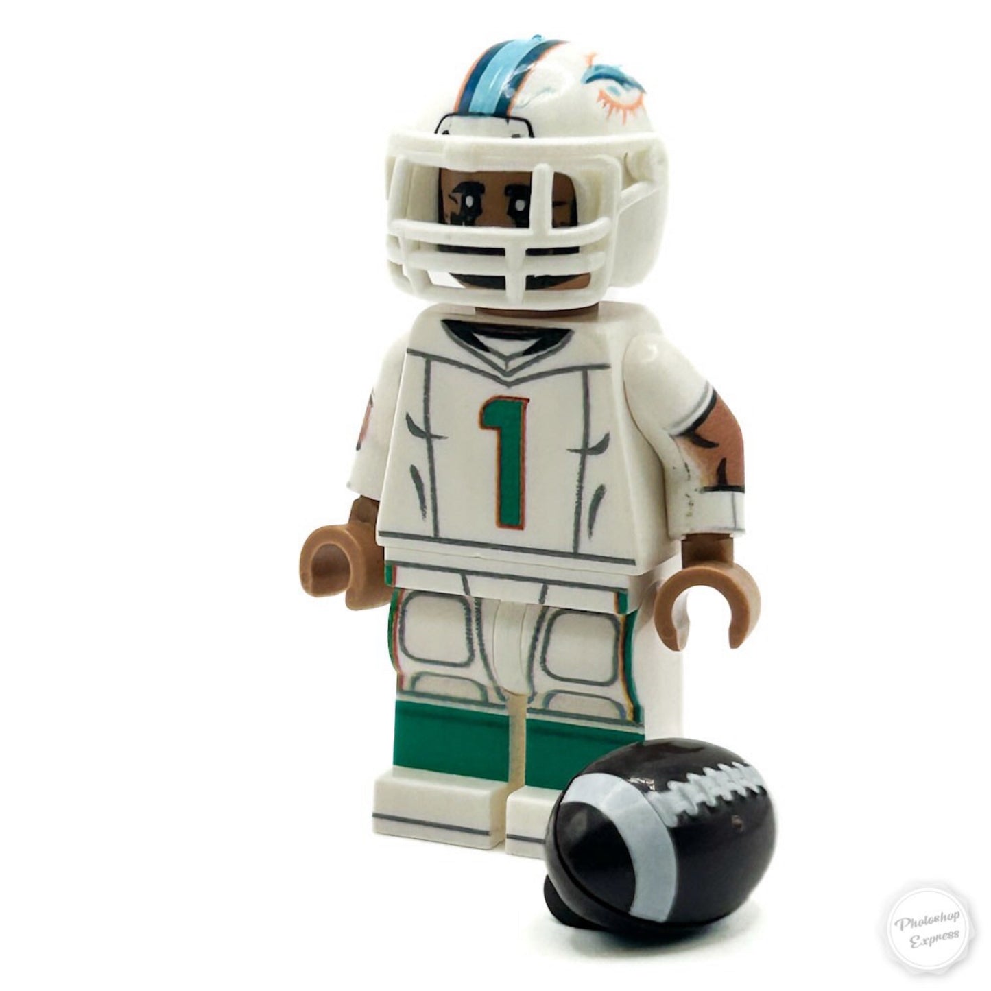 #1 QB Tua Dolphins Football Player Minifig - B3 Customs B3 Customs