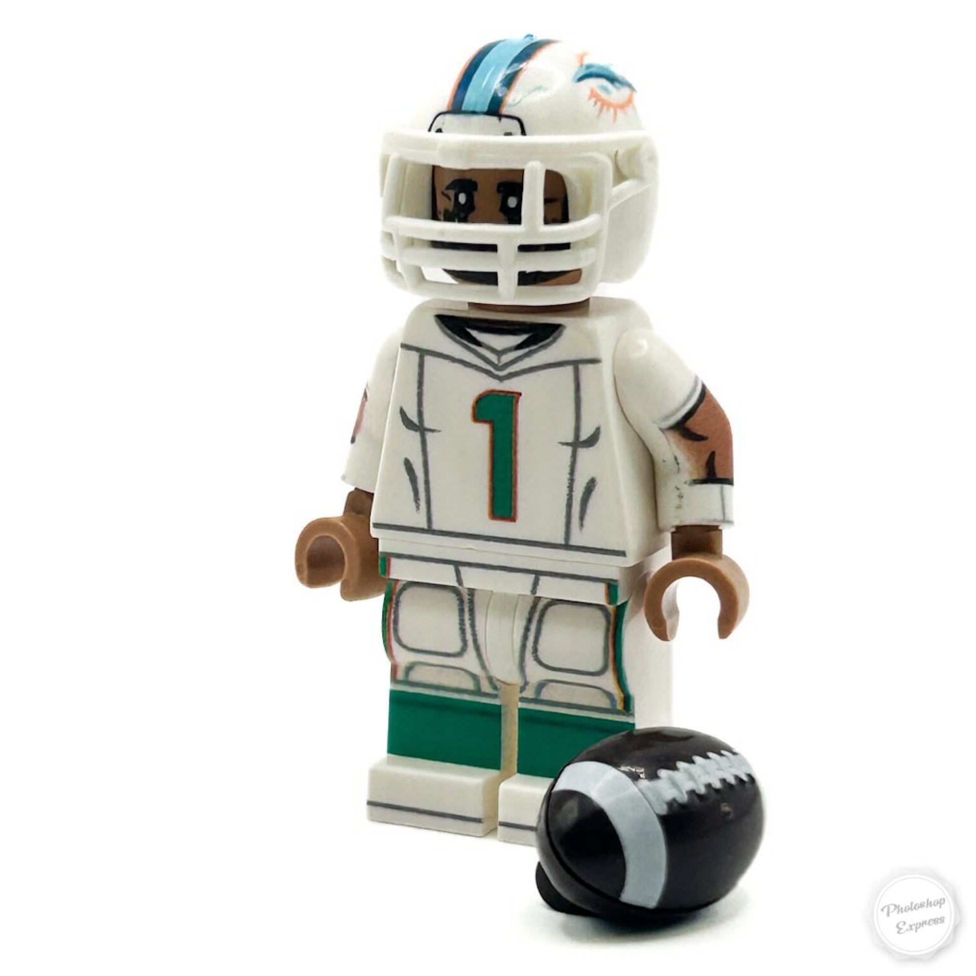 #1 QB Tua Dolphins Football Player Minifig - B3 Customs B3 Customs