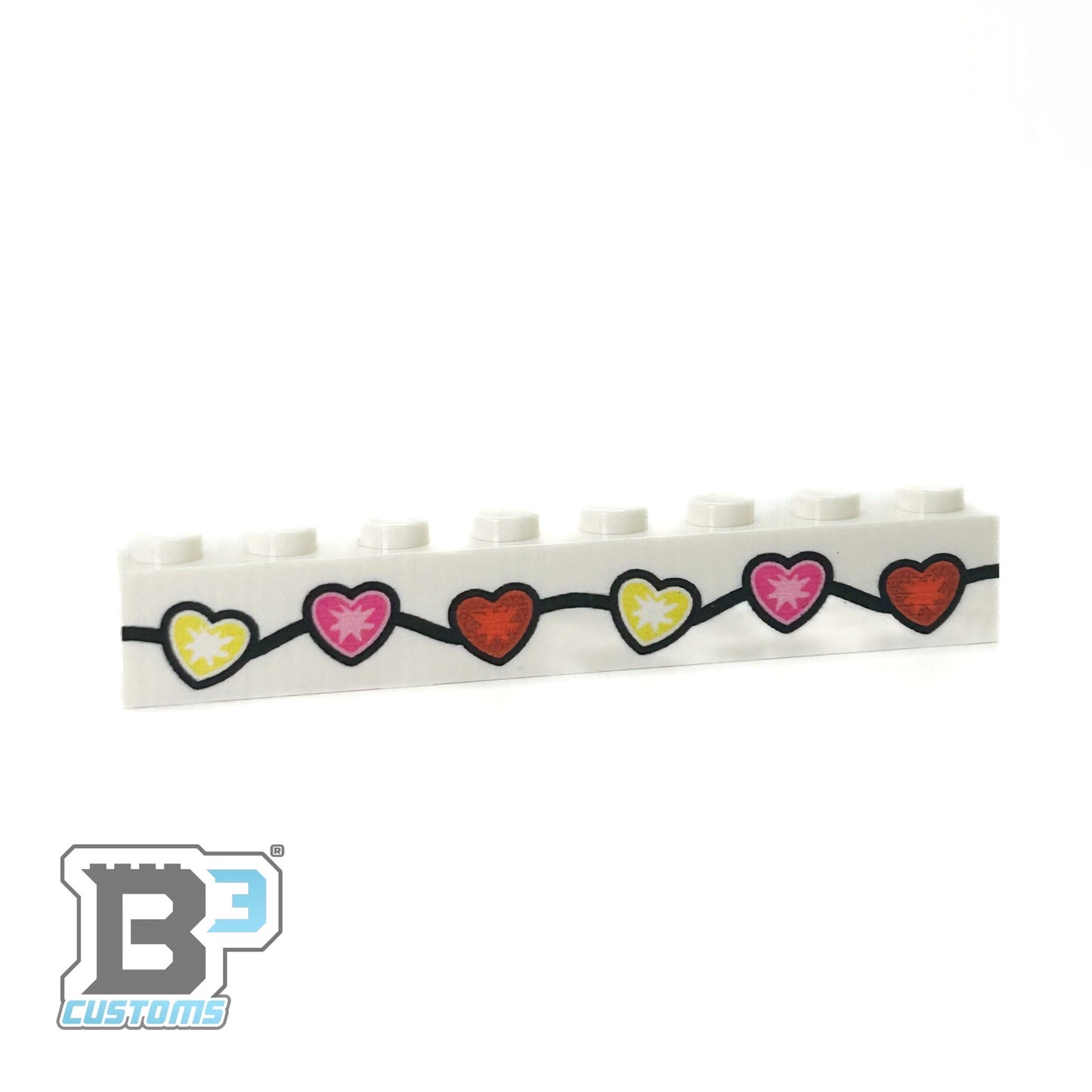 Valentine's Day Lights Custom Printed on 1x8 Brick - B3 Customs B3 Customs