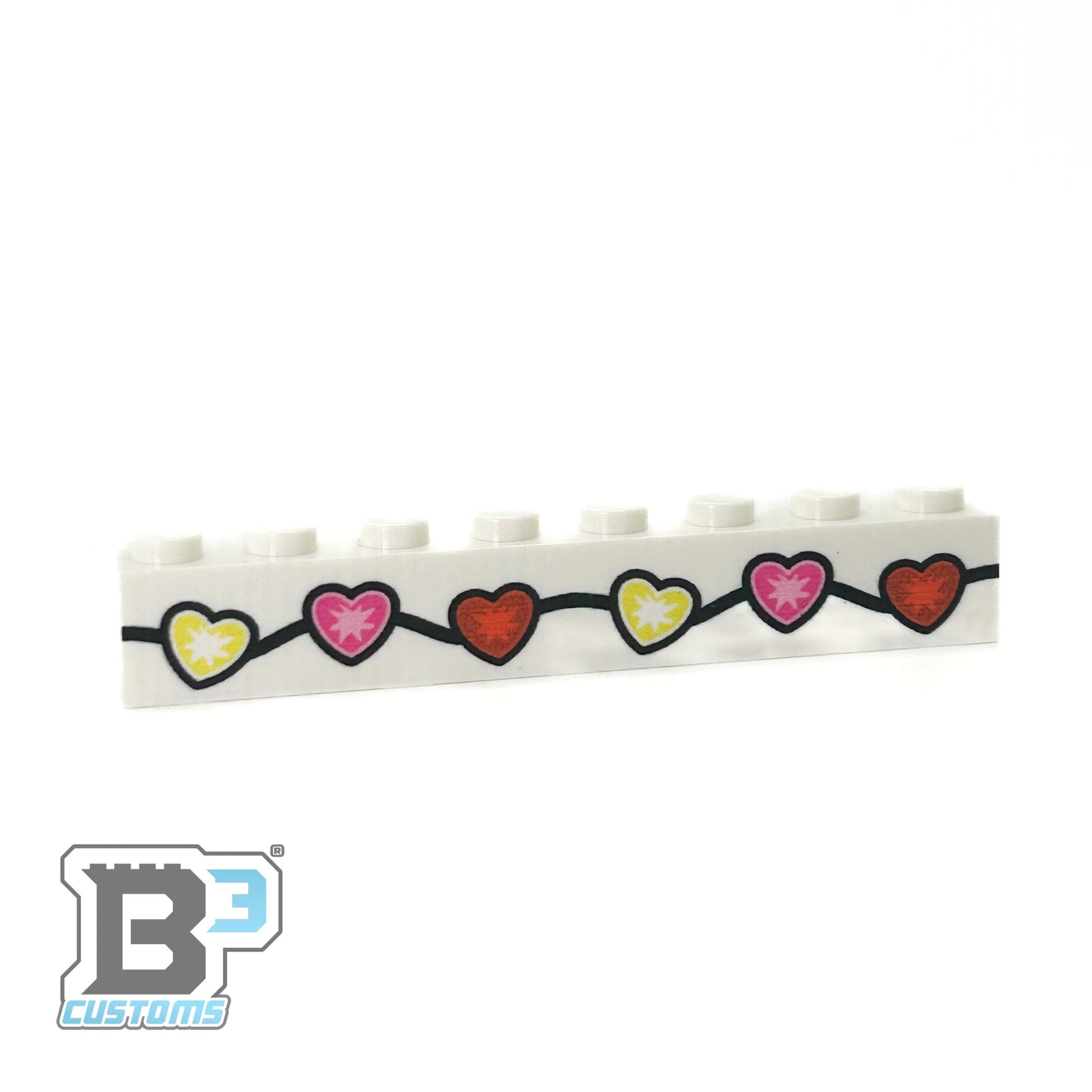 Valentine's Day Lights Custom Printed on 1x8 Brick - B3 Customs B3 Customs