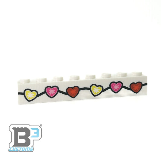 Valentine's Day Lights Custom Printed on 1x8 Brick - B3 Customs B3 Customs