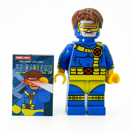 Cyclops (V2) Custom Marvel Minifigure w/ Comic Book Tile B3 Customs