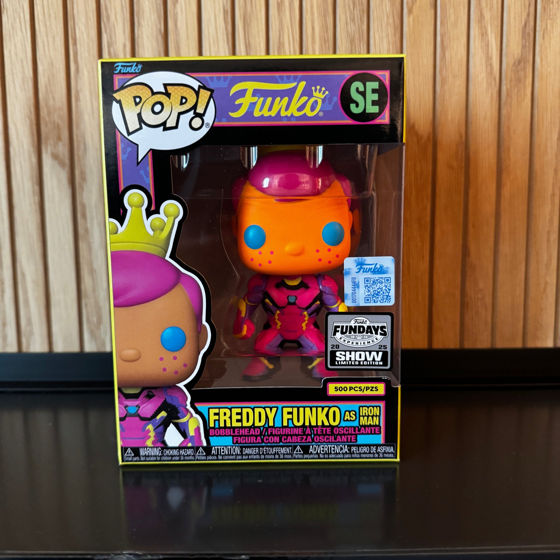 Funko Fundays Experience 2025: Pop! Originals MARVEL Freddy Funko as Iron Man (Blacklight) LE500 Ralphie's Funhouse