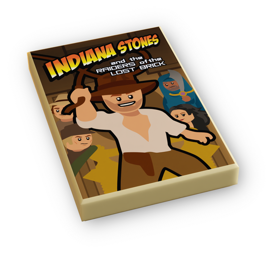 Indiana Stones, Raiders of Lost Brick Movie Cover (2x3 Tile) - B3 Customs B3 Customs