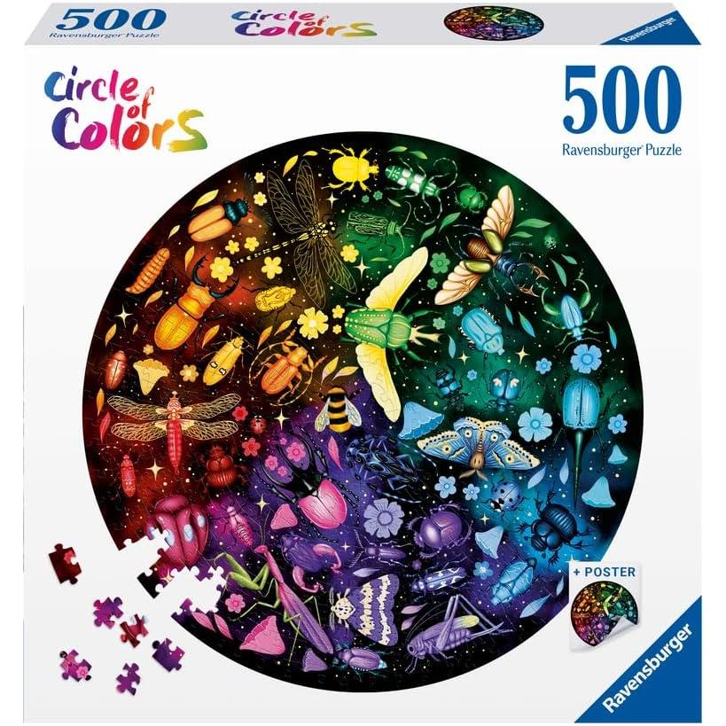 Insects "Circle of Colors" 500 Piece Round Jigsaw Puzzle Ravensburger