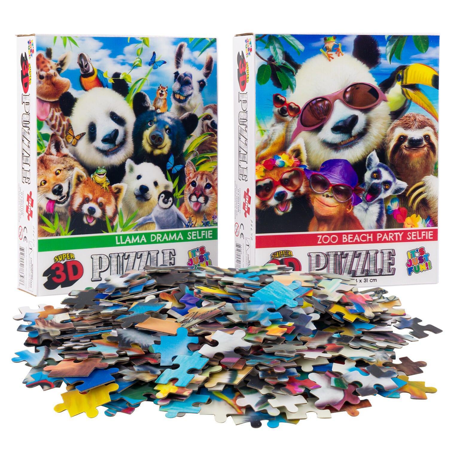 Jungle & Beach Selfie Set of 2 300 Piece Lenticular Jigsaw Puzzles Prime 3D Puzzle Merchant