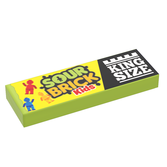 Sour Brick Kids Candy (King Size) - B3 Customs Printed 1x3 Tile made using LEGO parts B3 Customs