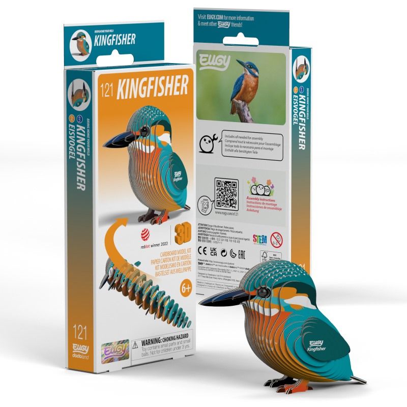 Kingfisher 3D Cardboard Model Kit Eugy Puzzle Merchant