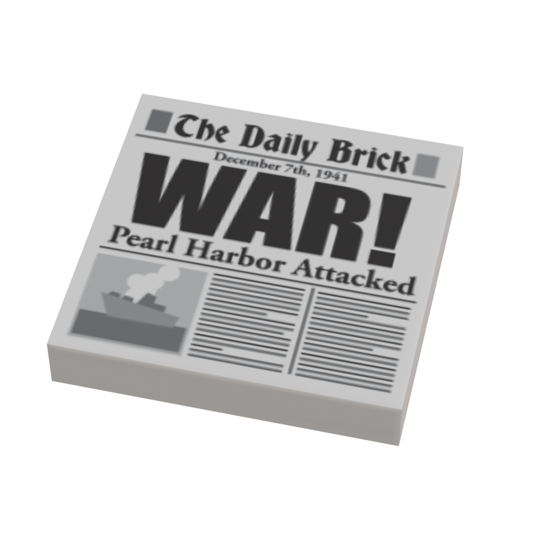 Pearl Harbor Attack WW2 Newspaper (2x2 Tile) made using LEGO part B3 Customs