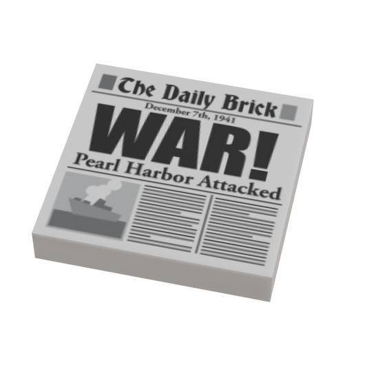 Pearl Harbor Attack WW2 Newspaper (2x2 Tile) made using LEGO part B3 Customs