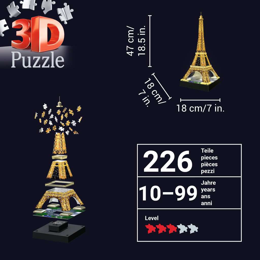 Light-Up Eiffel Tower 226 Piece 3D Jigsaw Puzzle Ravensburger