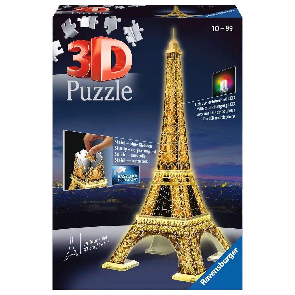 Light-Up Eiffel Tower 226 Piece 3D Jigsaw Puzzle Ravensburger Puzzle Merchant