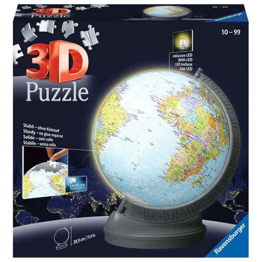 Light-Up Globe with Stand 548 Piece 3D Jigsaw Puzzle Ravensburger Puzzle Merchant