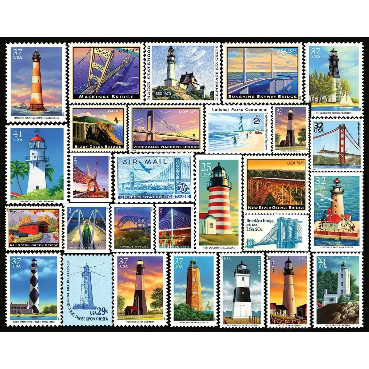 Lighthouses & Bridges 1000 Piece Jigsaw Puzzle White Mountain