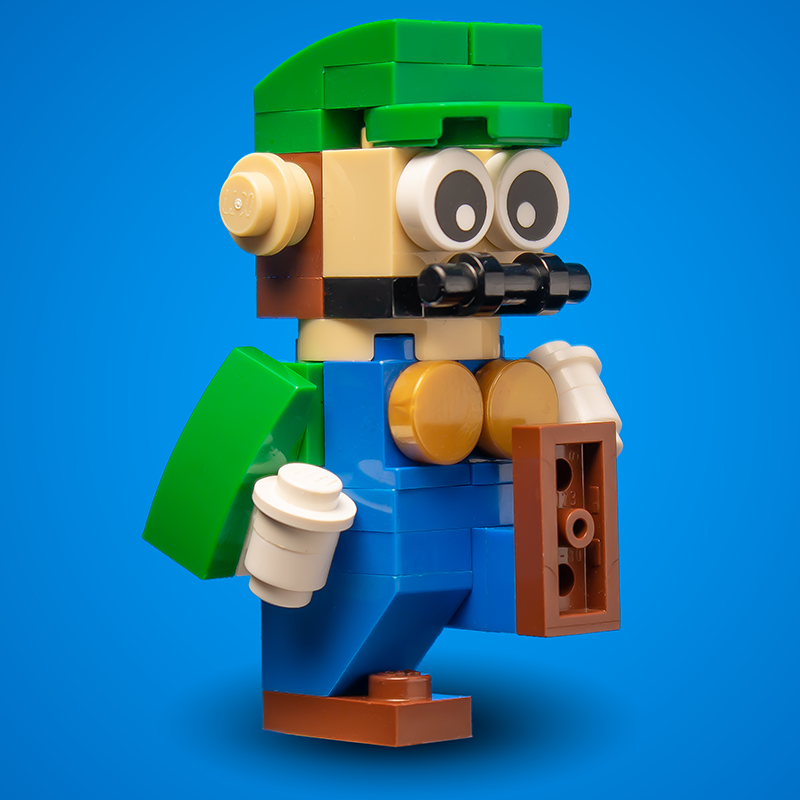 Custom Green Plumber Building Figure made using LEGO parts B3 Customs