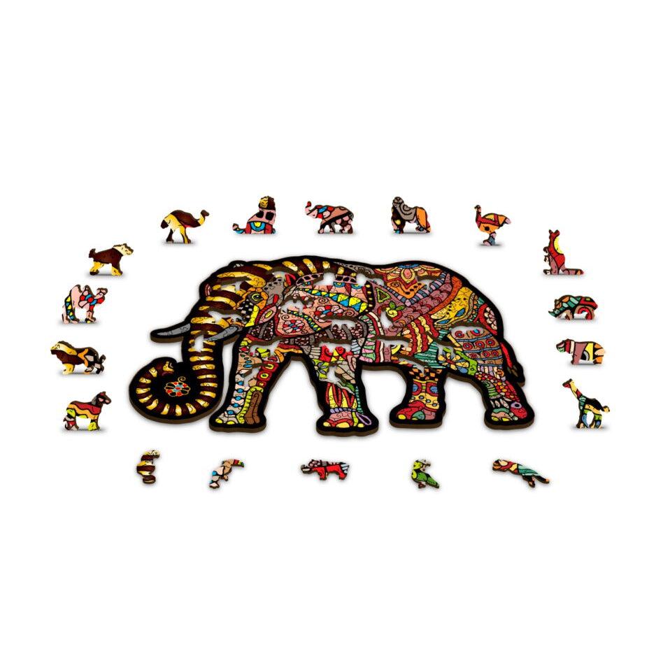 Magic Elephant 245 Piece Wood Jigsaw Puzzle Wooden City