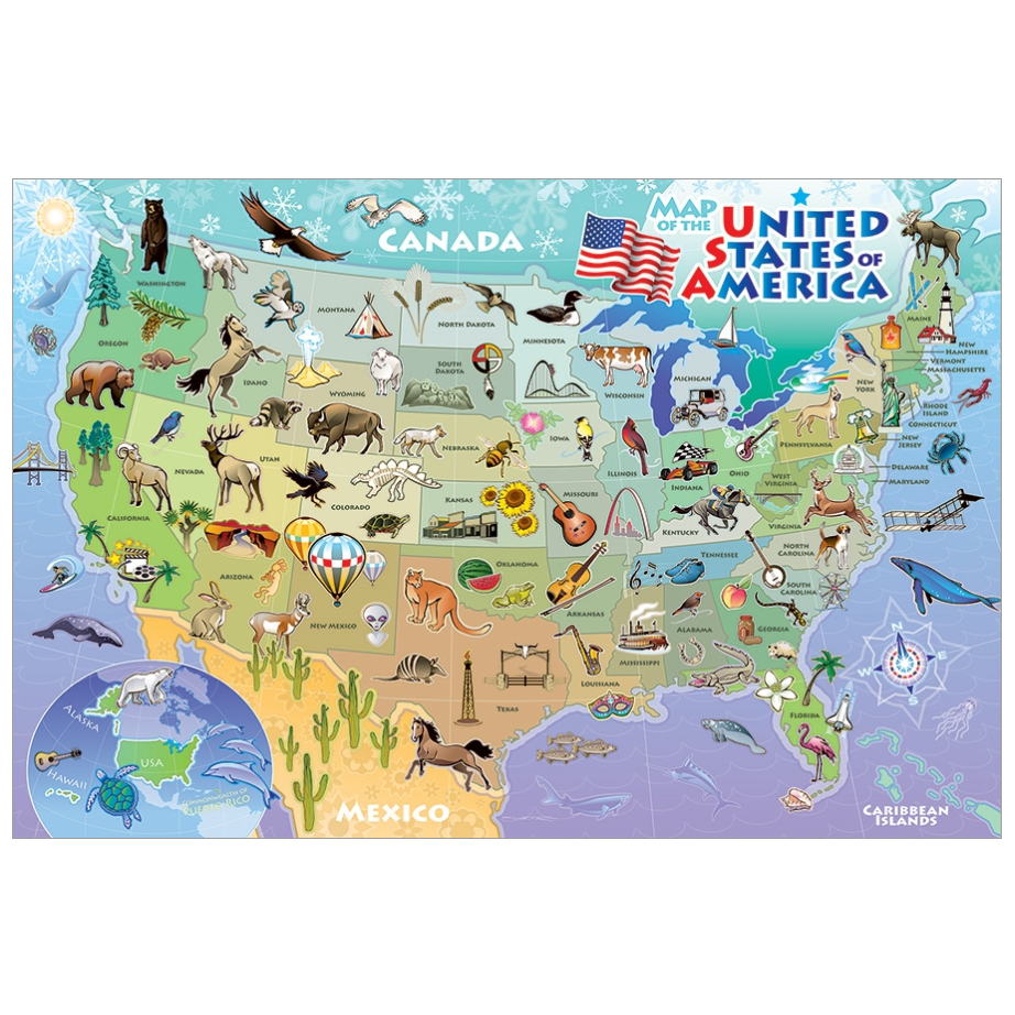 Map of the USA 48 Piece Floor Jigsaw Puzzle Cobble Hill