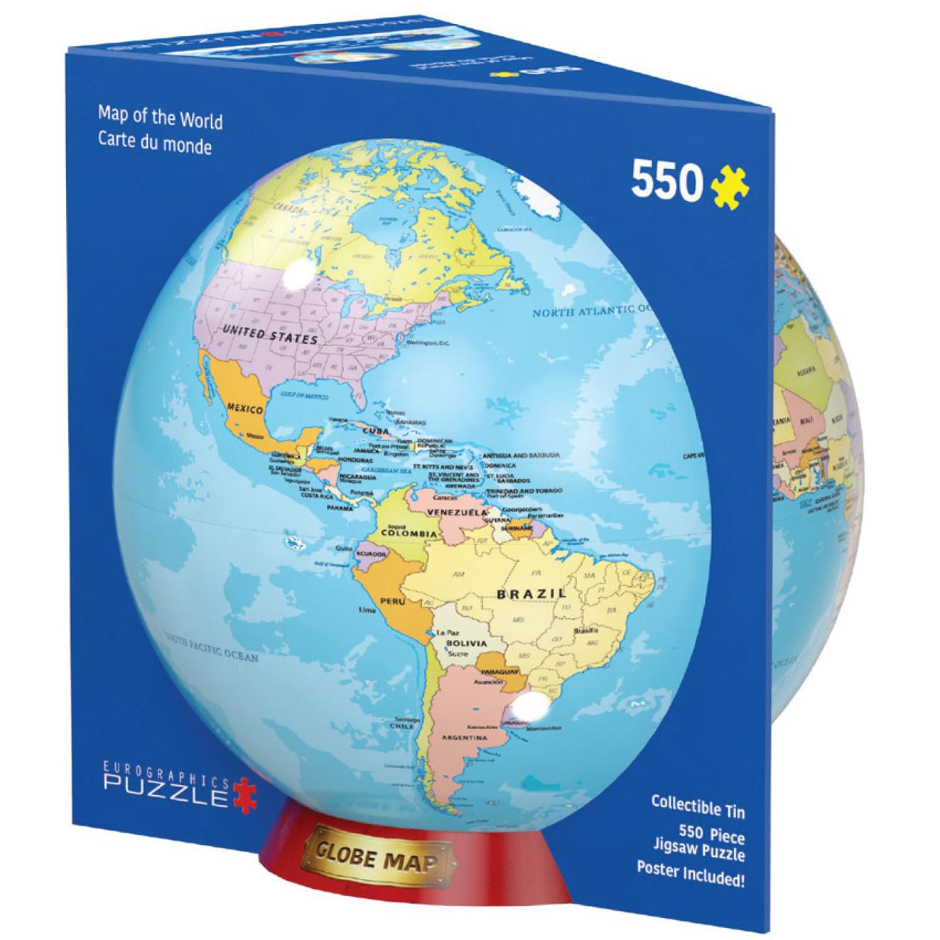 Map of the World 550 Piece Jigsaw Puzzle in Tin Eurographics Puzzle Merchant