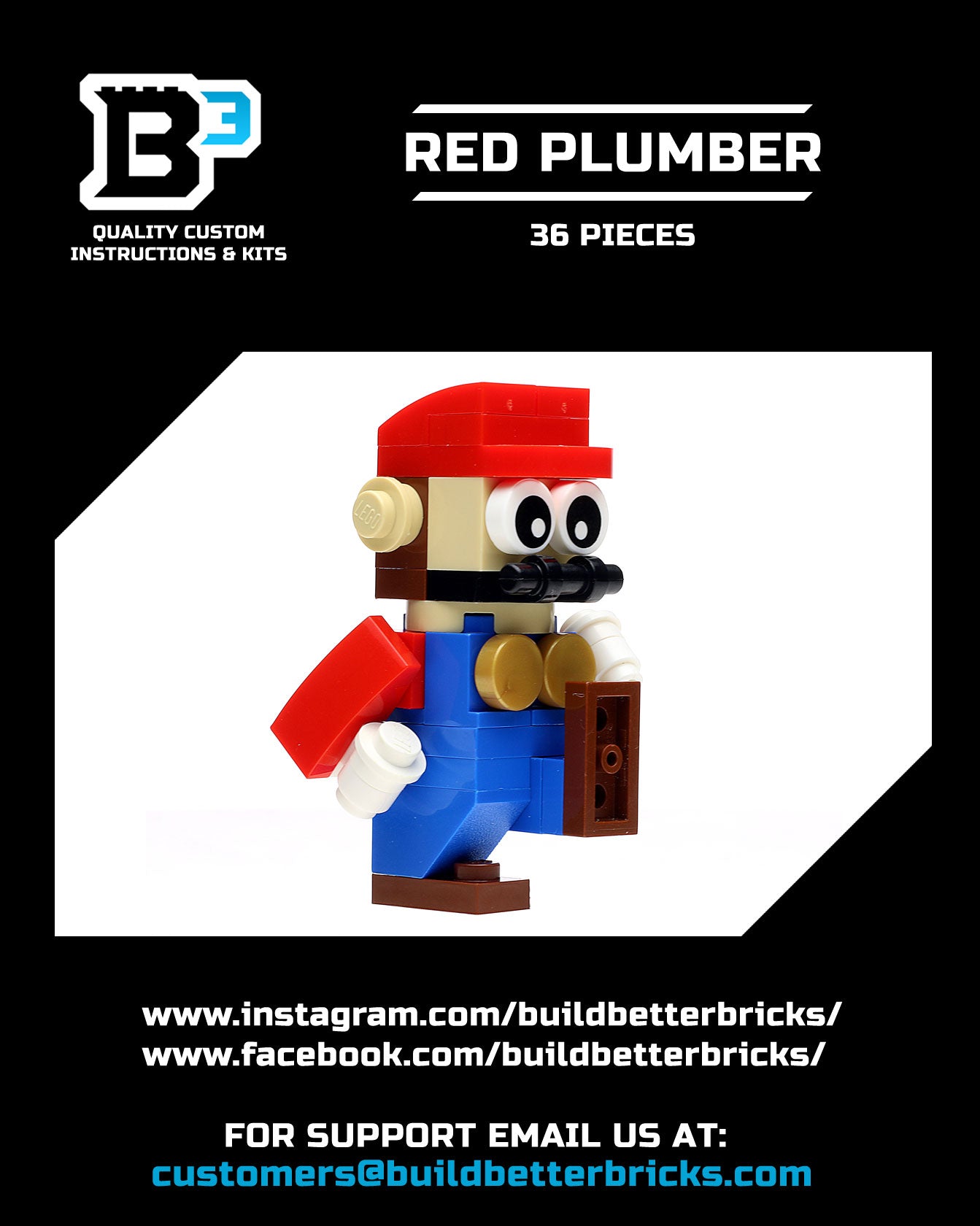 The Red Plumber made using LEGO parts B3 Customs