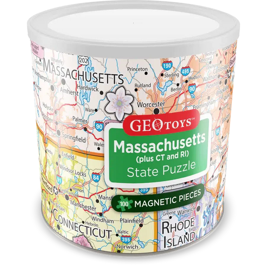 Massachusetts (+ CT & RI) State 100 Piece Magnetic Jigsaw Puzzle Geotoys