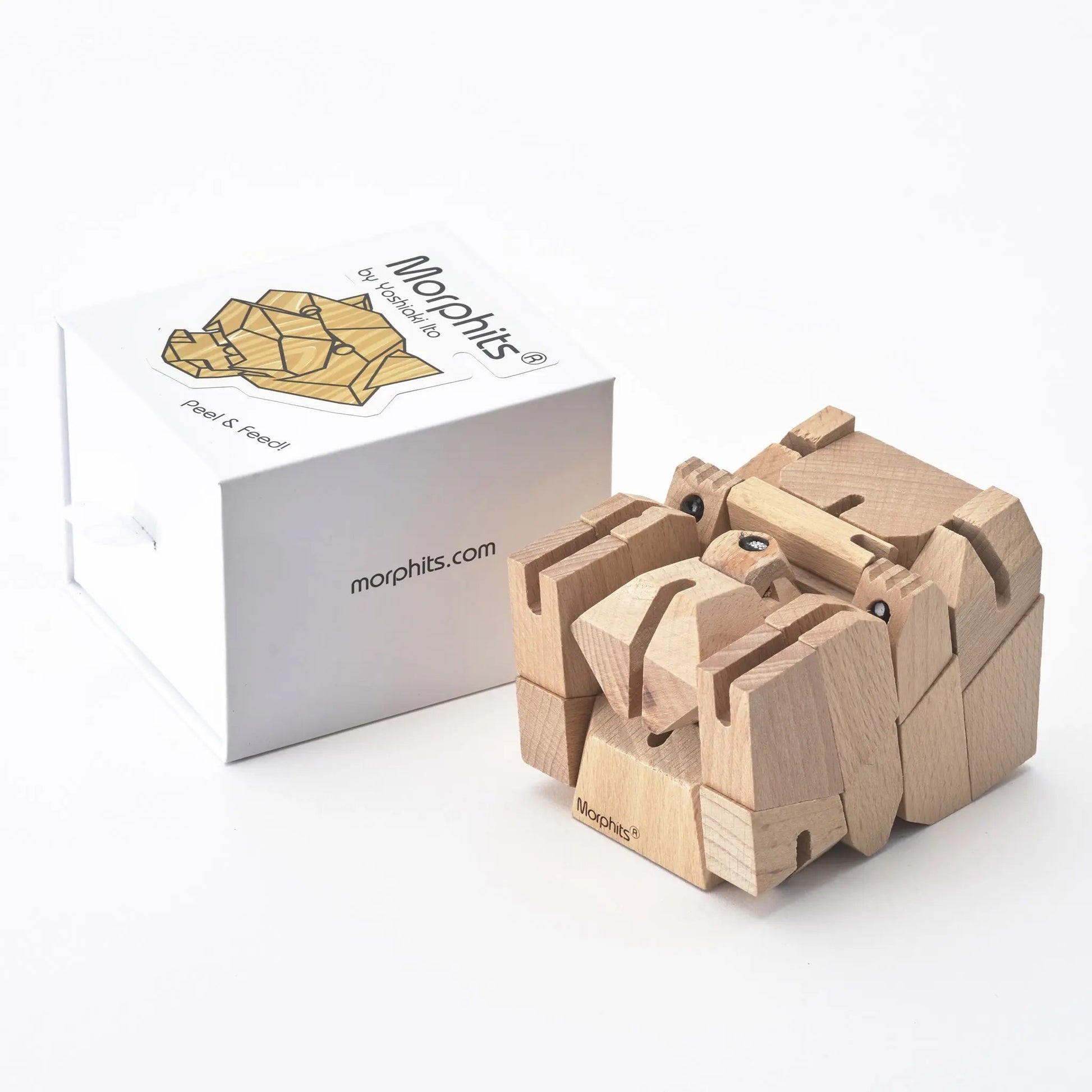 Morphits® Modern Wooden Tiger Decor – Interactive Puzzle & Art Piece Yoshiaki Ito Design
