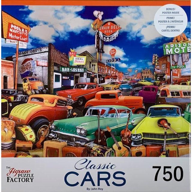 Motel Alley Classic Cars 750 Piece Jigsaw Puzzle Leap Year Puzzle Merchant