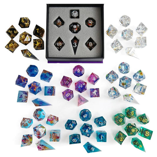 7-Set Mystery Sharp Edge Resin Dice Set Moliner Games
