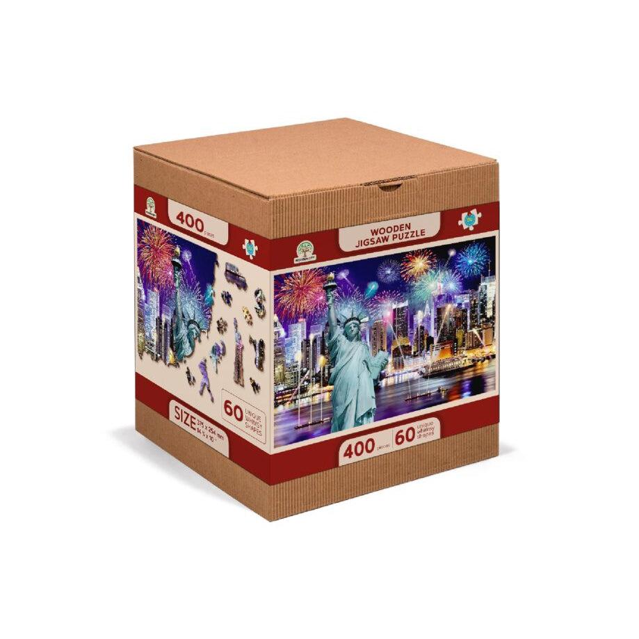 New York by Night 400 Piece Wood Jigsaw Puzzle Wooden City Puzzle Merchant