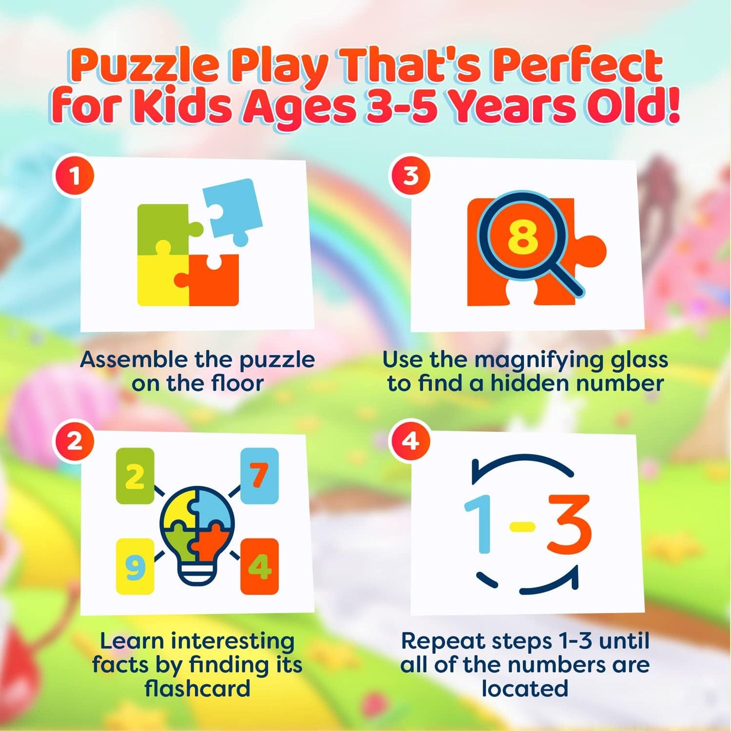 Numbers Spy 48 Piece Floor Jigsaw Puzzle with Flashcards & Magnifying Glass