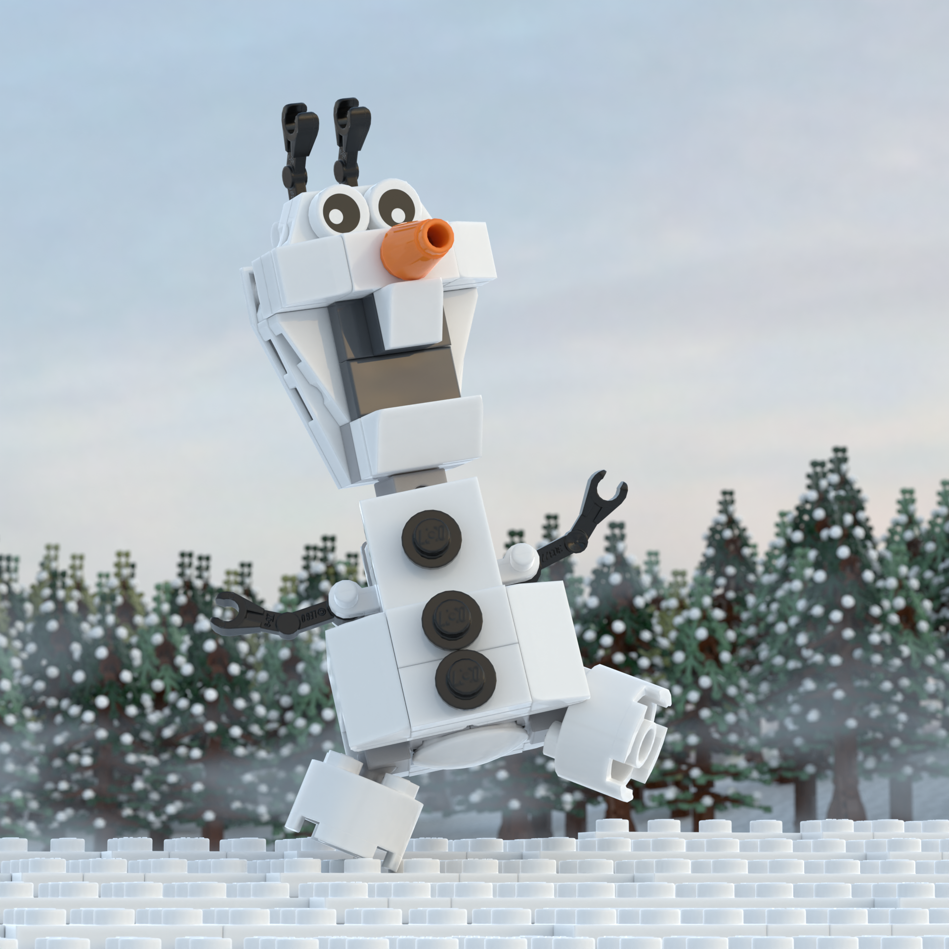 Funny Snowman Building Set made using LEGO parts B3 Customs