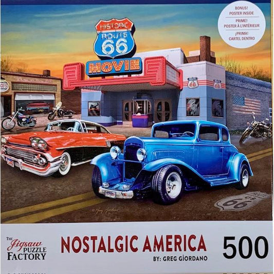 Old Time Movie Nostalgic America 500 Piece Jigsaw Puzzle Leap Year Puzzle Merchant