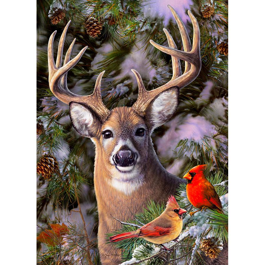 One Deer Two Cardinal 500 Piece Jigsaw Puzzle Cobble Hill