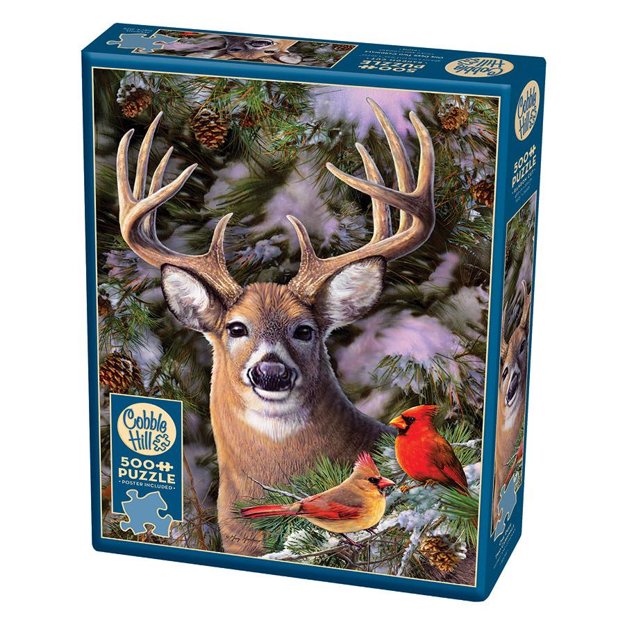 One Deer Two Cardinal 500 Piece Jigsaw Puzzle Cobble Hill Puzzle Merchant