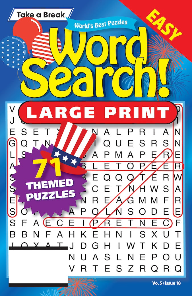 World's Best Word Search - Large Print Vo. 5 / Issue 18: 71 Easy Themed Puzzles, Patriotic, America, Fireworks, 4th Of July, Relax, De-Stress, Unwind, Unplug, Sharpen Brain, Self-Care & Solve! Magazine Shop US