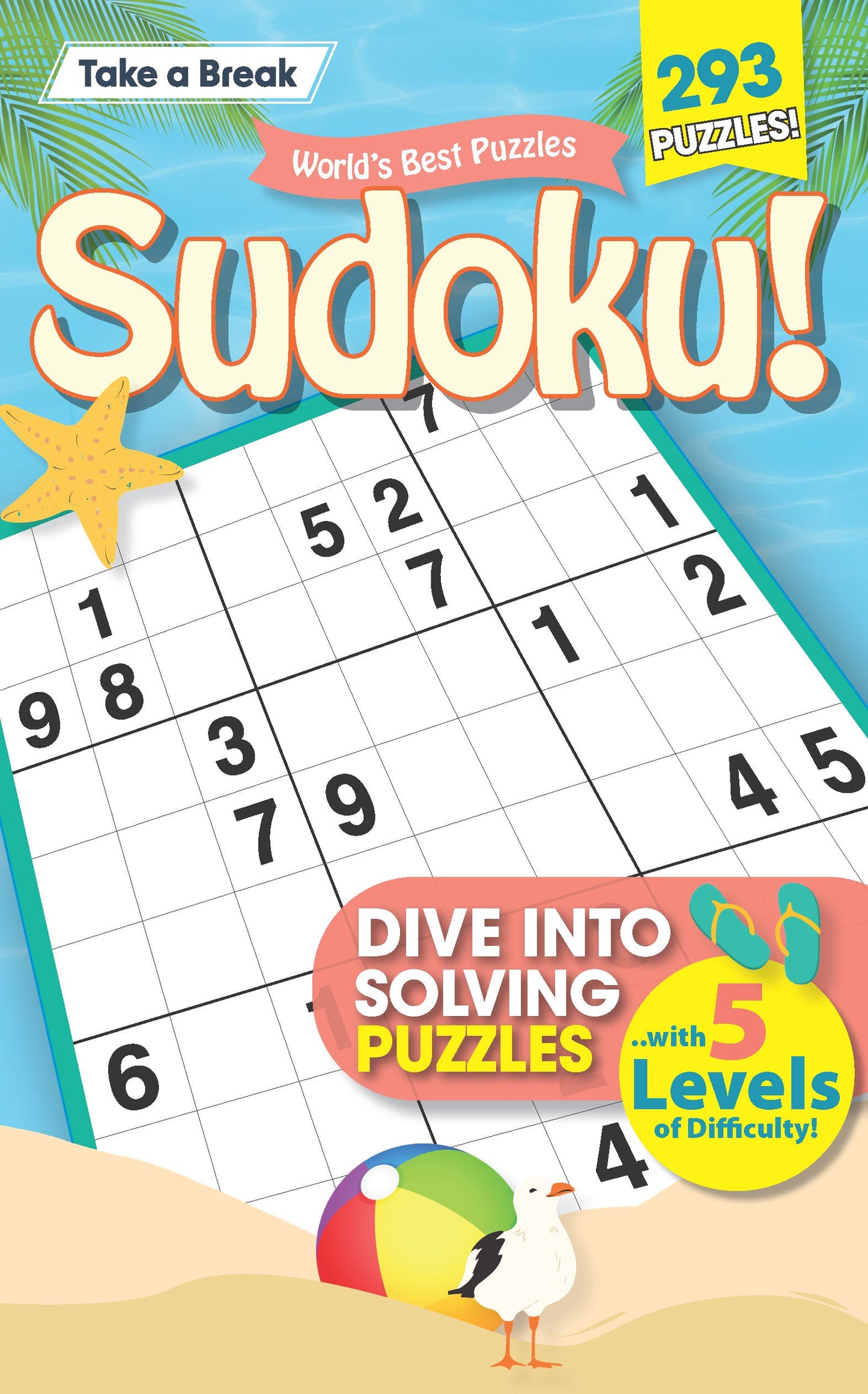 World's Best Puzzles - Sudoku: 293 Puzzles, Summer Edition, 5 Levels Of Difficulty, Pool Day Activity, Vacation Relaxation, Family Fun, Unwind, Unplug, De-Stress, Mind-Boosting, Self-Care & Solve! Magazine Shop US