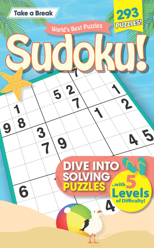 World's Best Puzzles - Sudoku: 293 Puzzles, Summer Edition, 5 Levels Of Difficulty, Pool Day Activity, Vacation Relaxation, Family Fun, Unwind, Unplug, De-Stress, Mind-Boosting, Self-Care & Solve! Magazine Shop US