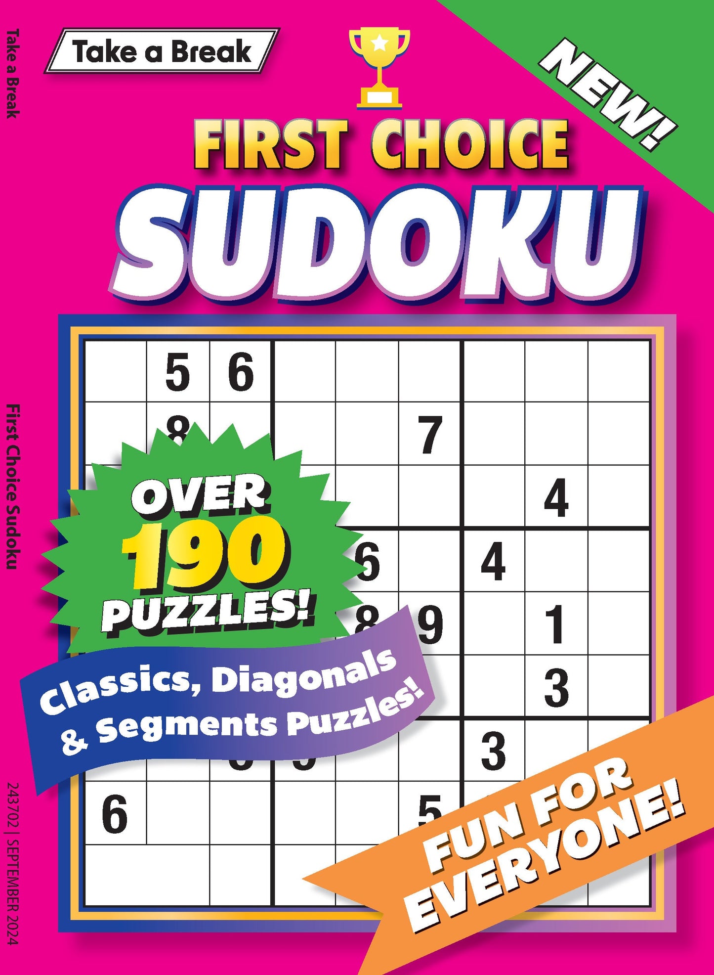 Take a Break - First Choice Sudoku: 190+ Puzzles, Classics, Diagonals, Segments, Fun For Everyone, Easy To Read Size, All Ages & Levels, Relax, Unwind Your Way, Unplug, Reduce Stress & Solve! Magazine Shop US