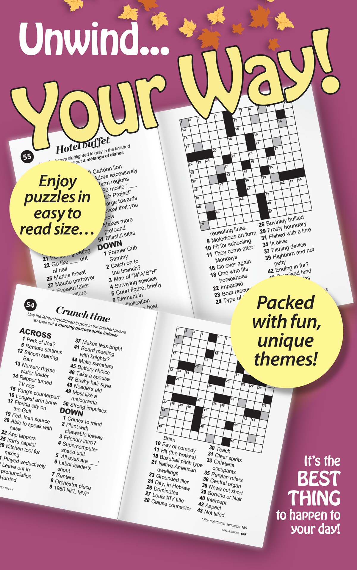 Take a Break - Cross Word (Large Print): 99+ Puzzles & Mystery Words, Challenges To Cozy Up With, Hours Of Mind-Boosting Fun, Relax, Unwind Your Way, Unplug, Reduce Stress, Brain Challenges & Solve! Magazine Shop US