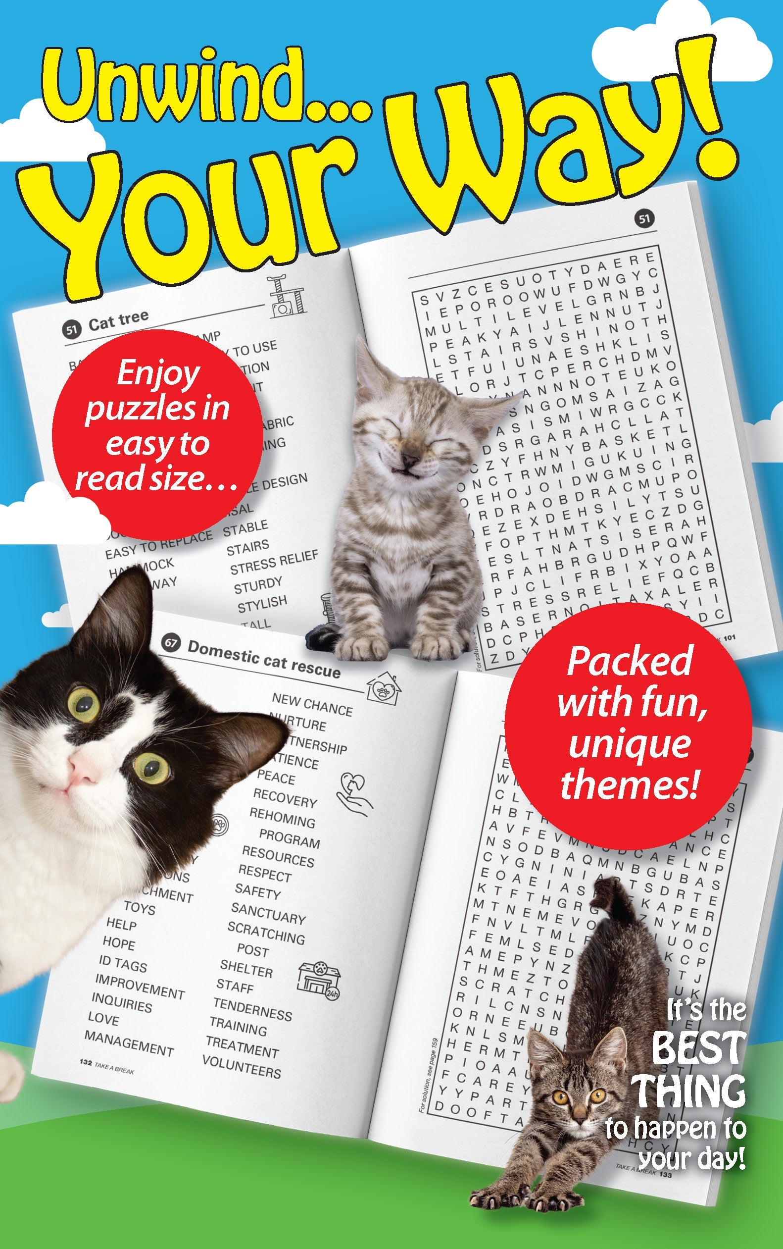 Take a Break - Word Search 244802 Cat Lovers Special Edition : 71 Cat-Themed Puzzles, Hours Of Mind-Boosting Fun, Brain Challenges, Relax, Unwind, Unplug, Recharge, Enhance Your Skills & Solve! Magazine Shop US