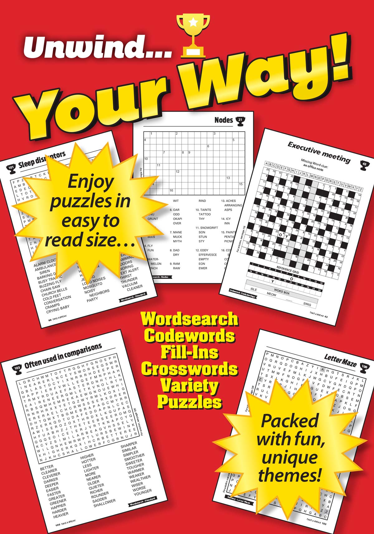 Take a Break - First Choice Word Search 244902: 100+ Puzzles, Word Game Fun For Everyone, Sharpen Your Mind, Brain Challenges, Relax, Unwind, Unplug, Recharge, De-Stress, Reduce Anxiety & Solve! Magazine Shop US
