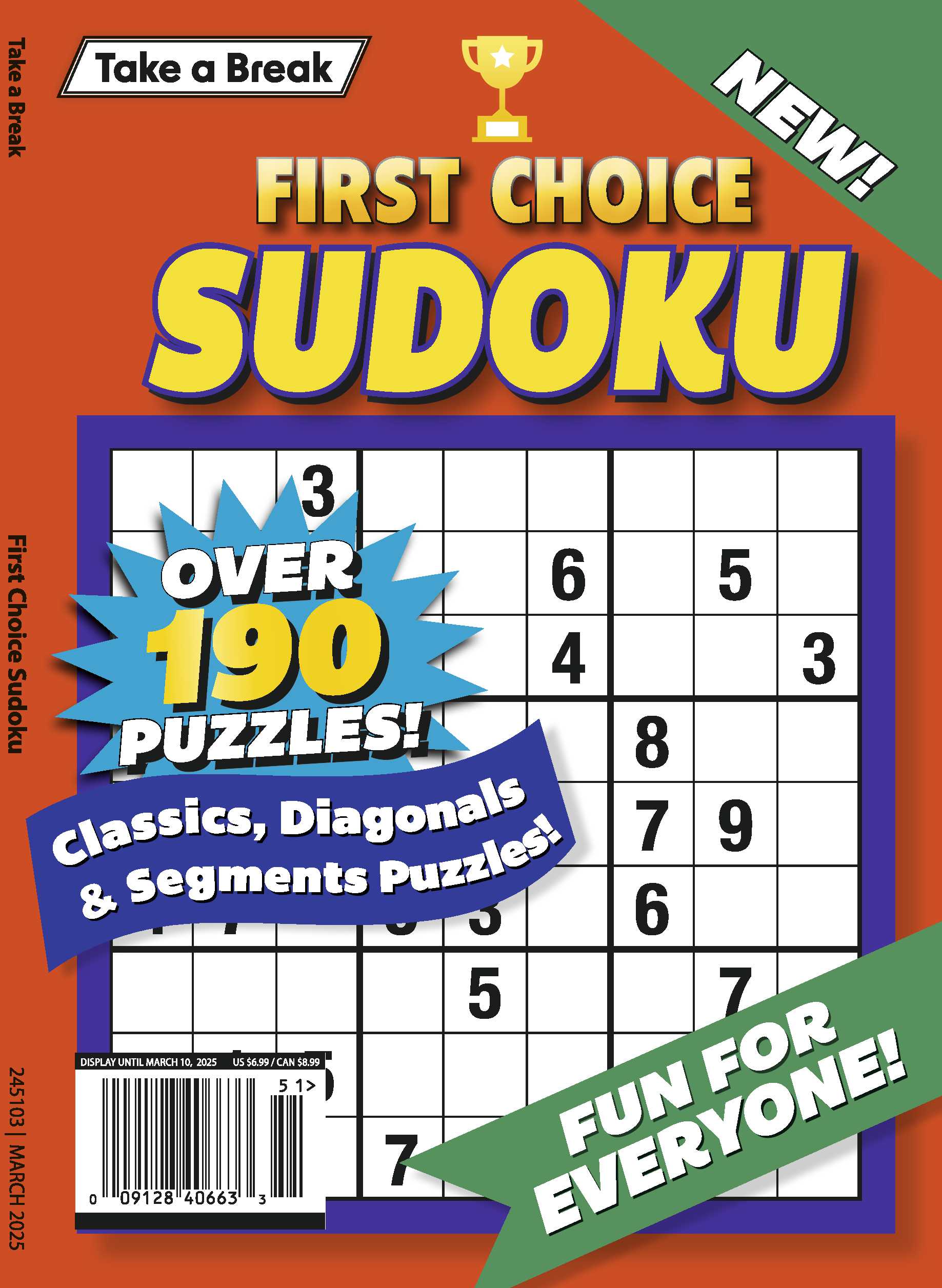 Take a Break- First Choice Sudoku 24.12.06: Large Print, Over 109 Classic, Diagonal, Segment Puzzles, Fun For Everyone, Solve, Relax, Unplug & More! Magazine Shop US